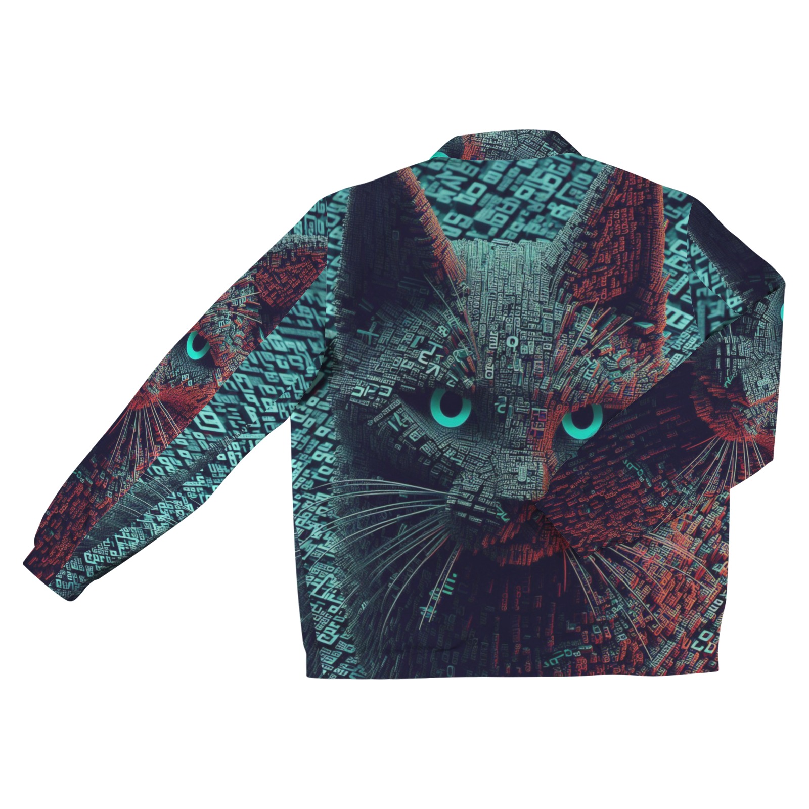 3D cat Men's Turn-Down Collar Jacket (Model H68)