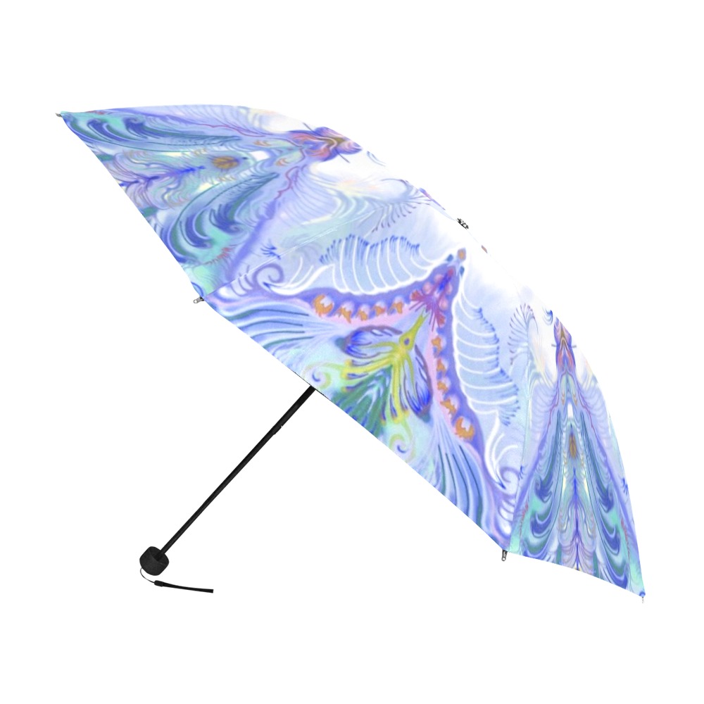 dragon flowers dark blue Anti-UV Foldable Umbrella (U08)