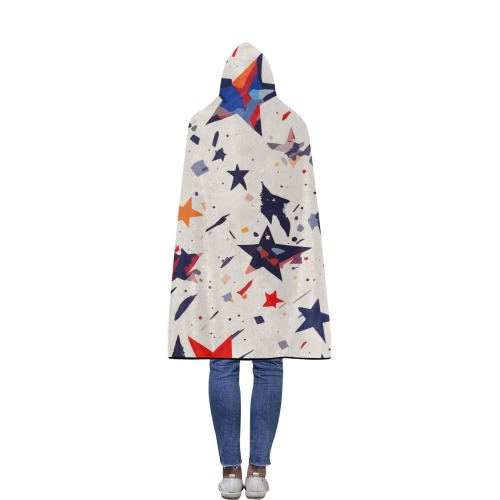 Contemporary art of colorful stars on beige. Flannel Hooded Blanket 50''x60''