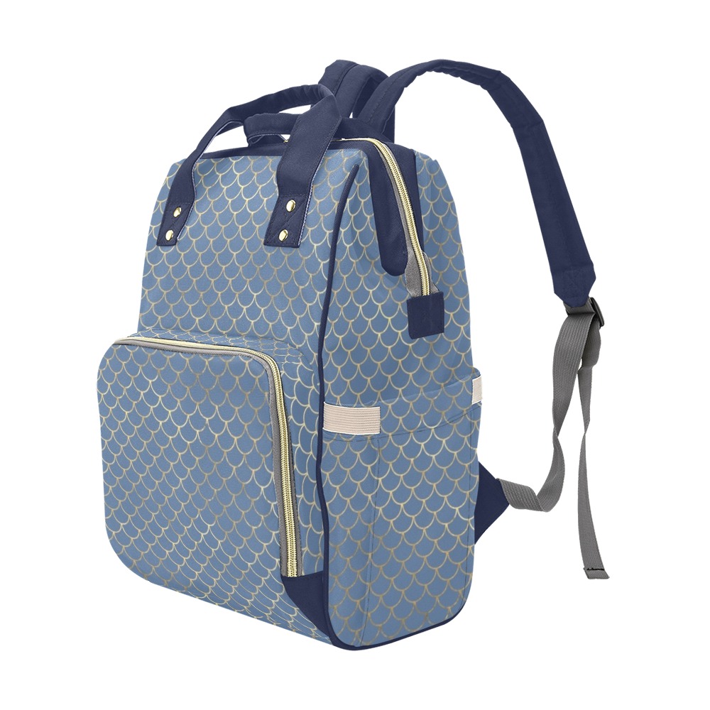 Blue and Gold Backpack Multi-Function Diaper Backpack/Diaper Bag (Model 1688)