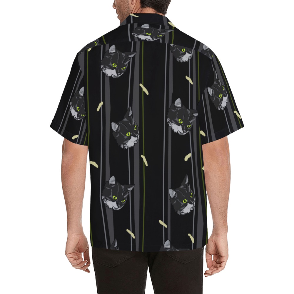 Ichi Man Cat and Cheesy Poofs Pattern Hawaiian Shirt (Model T58)