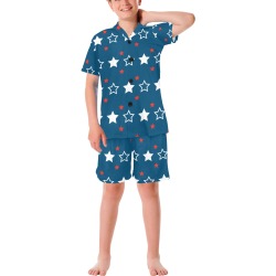 Patriotic Stars PJs Big Boys' V-Neck Short Pajama Set