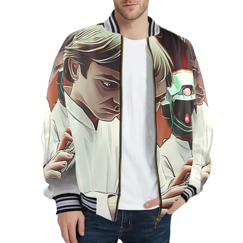 Cosmic Collaboration Men's Striped Trim Bomber Jacket (Model H21)