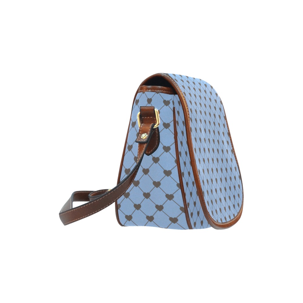 Blue with Brown Hearts Saddle Bag/Large (Model 1649)