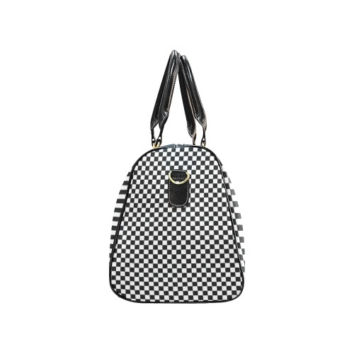 DIONIO Clothing - Checkered Waterproof Travel Bag (Big Lightning Shield Logo) New Waterproof Travel Bag/Large (Model 1639)