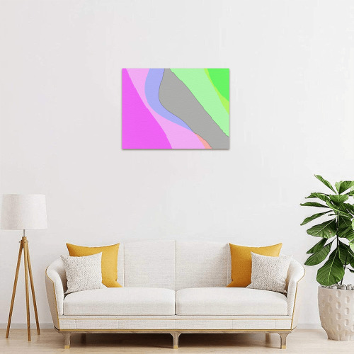 Abstract 703 - Retro Groovy Pink And Green Frame Canvas Print 16"x12"