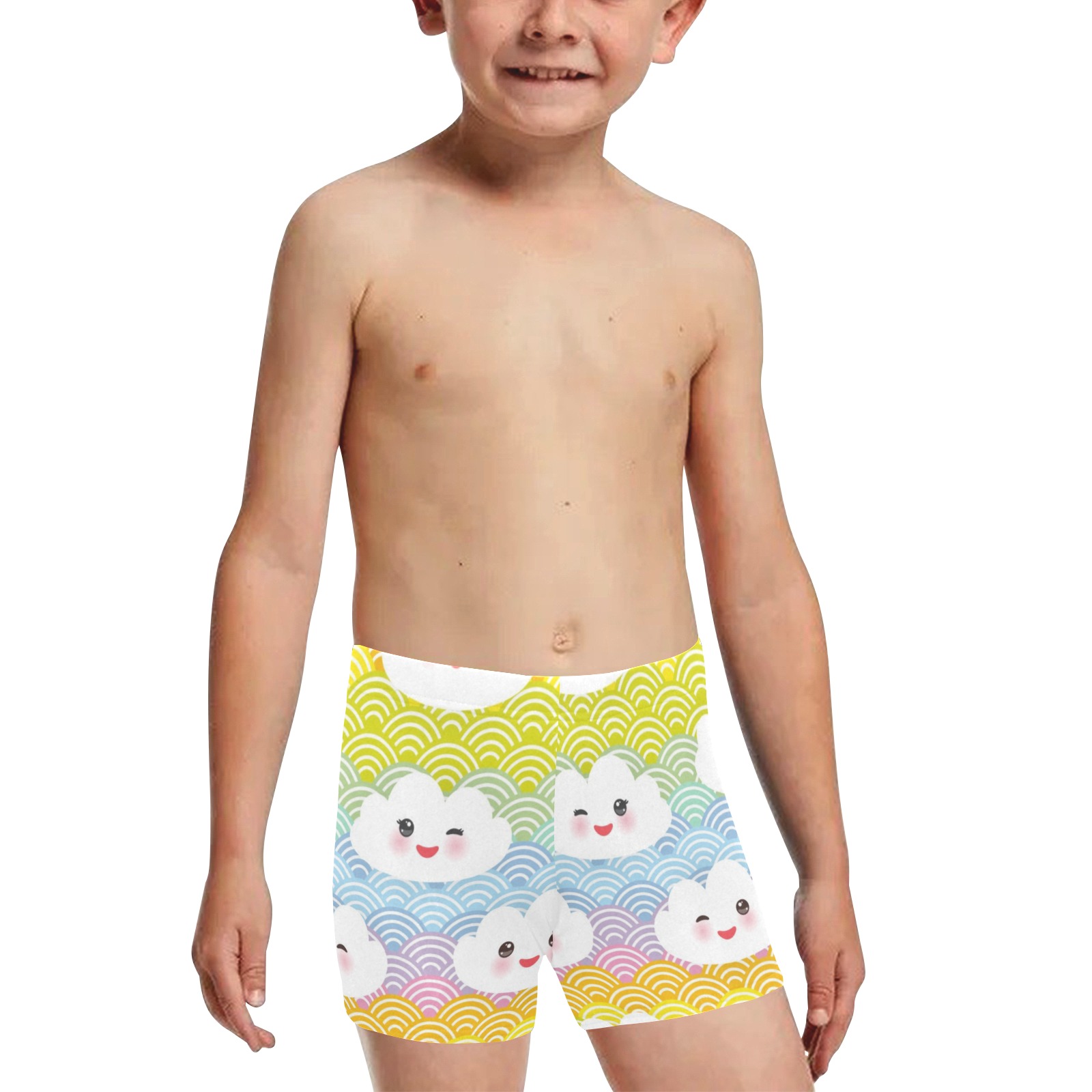 Cute Cloud Wave Little Boys' Swimming Trunks (Model L57)