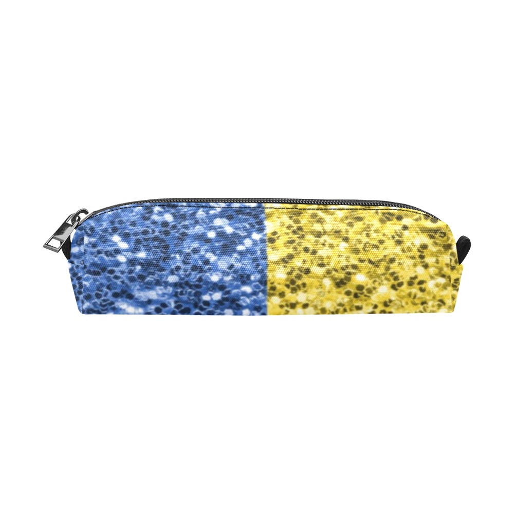 Blue yellow Ukraine flag glitter faux sparkles Pencil Pouch/Small (Model 1681)