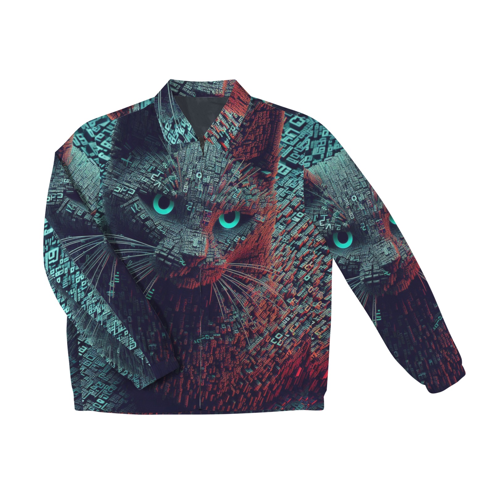 3D cat Men's Turn-Down Collar Jacket (Model H68)