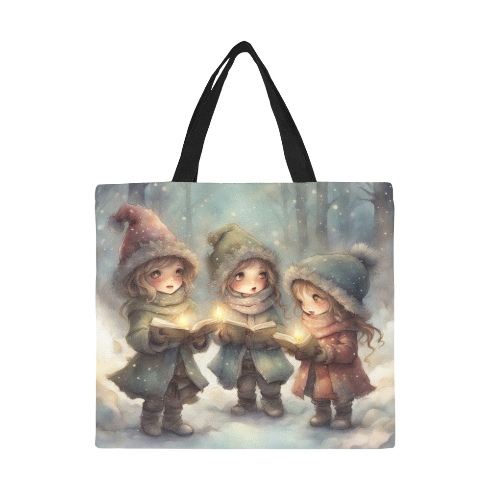 Christmas Carolers All Over Print Canvas Tote Bag/Large (Model 1699)