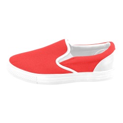 Merry Christmas Red Solid Color Women's Unusual Slip-on Canvas Shoes (Model 019)