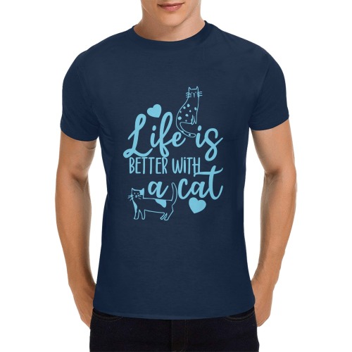 Life is Better With A Cat Men's T-Shirt in USA Size (Front Printing Only)