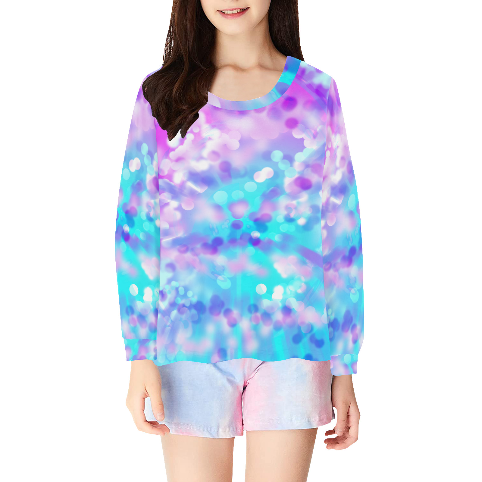 Purple And Blue Bokeh 7518 Kids' All Over Print Pajama Top