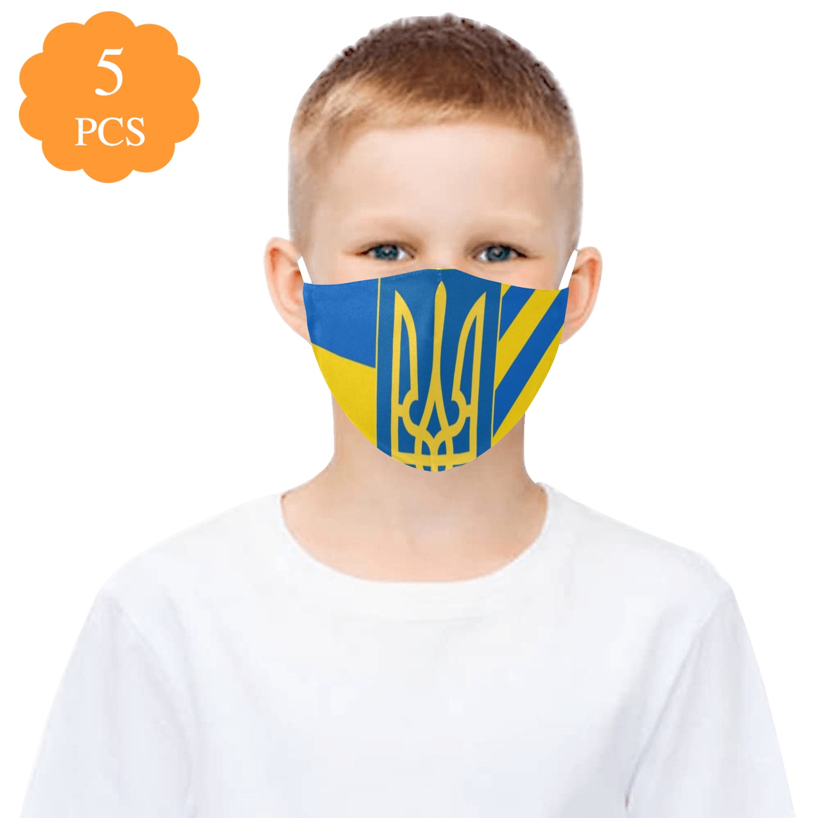 UKRAINE 3D Mouth Mask with Drawstring (Pack of 5 & 10 Filters Included) (Model M04)