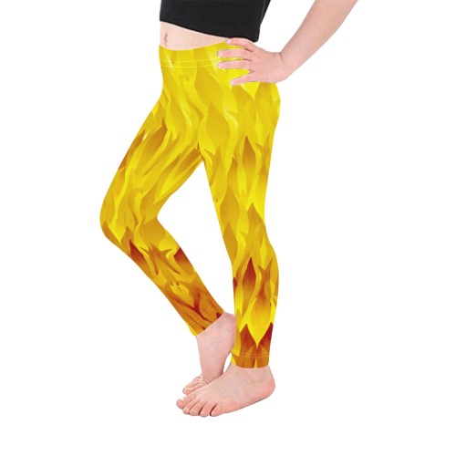 Fire and Flames Pattern Kid's Ankle Length Leggings (Model L06)