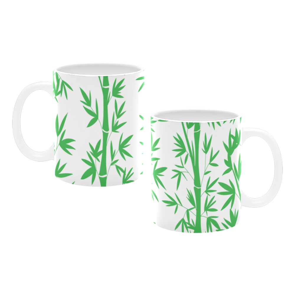 Tropical bamboo leaves pattern White Mug(11OZ)