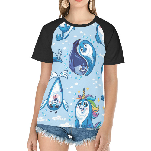 SEAL FISH Women's Raglan T-Shirt/Front Printing (Model T62)
