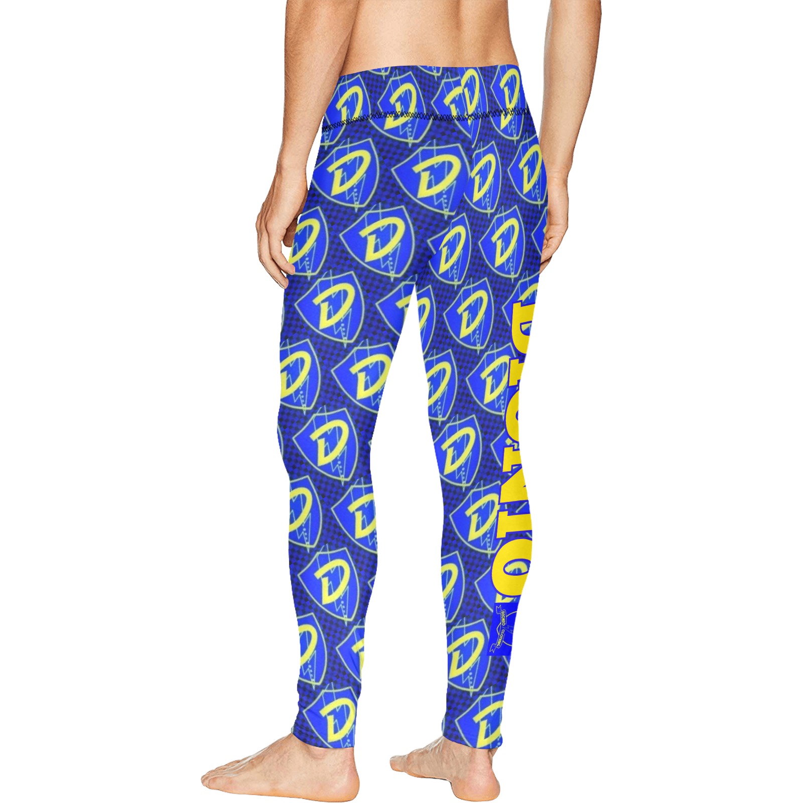 DIONIO Clothing - D Shield Workout/ExerciseStretch Pants (Blue, Black & Yellow) Men's All Over Print Leggings (Model L38)