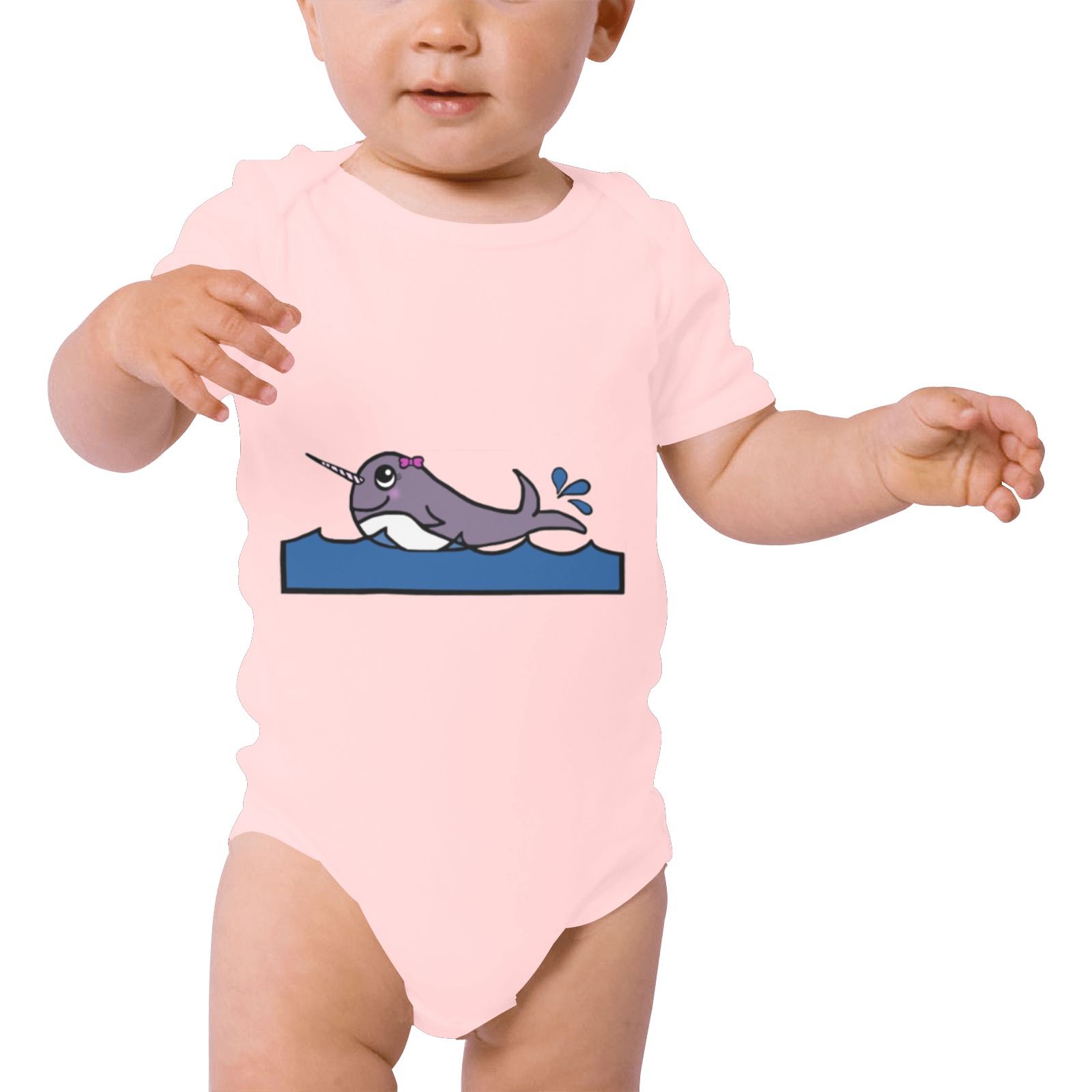 Baby Girl Narwhal Baby Powder Organic Short Sleeve One Piece (Model T28)