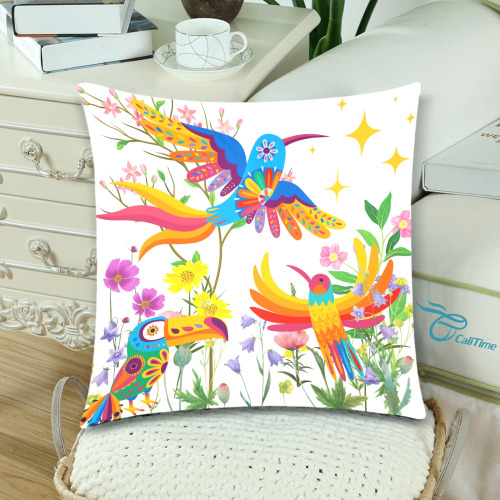 Birds of Paradise Design Custom Zippered Pillow Cases 18"x 18" (Twin Sides) (Set of 2)