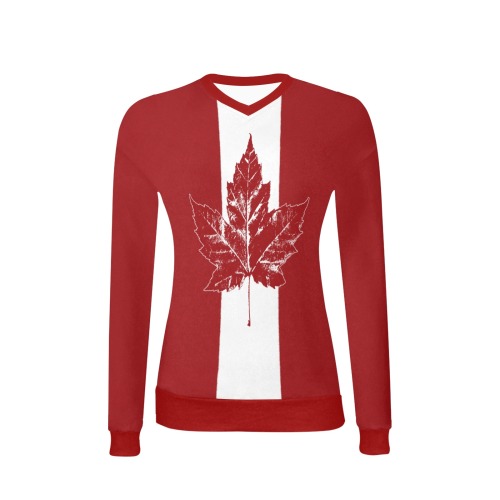 Cool Canada Flag Women's All Over Print V-Neck Sweater (Model H48)