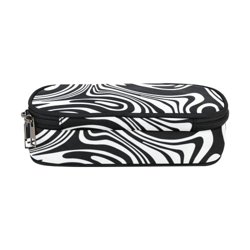 Black and White Marble Pencil Pouch/Large (Model 1680)