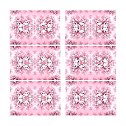 Pink Rose Garden Frost Fractal Placemat 12’’ x 18’’ (Set of 6)
