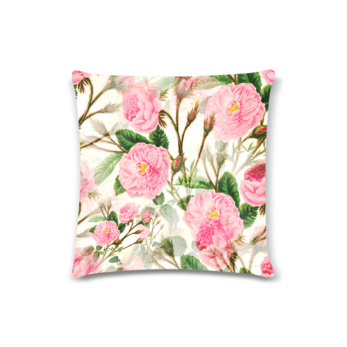 Vintage Pink Rose Garden Blossom Custom Zippered Pillow Case 16"x16" (one side)