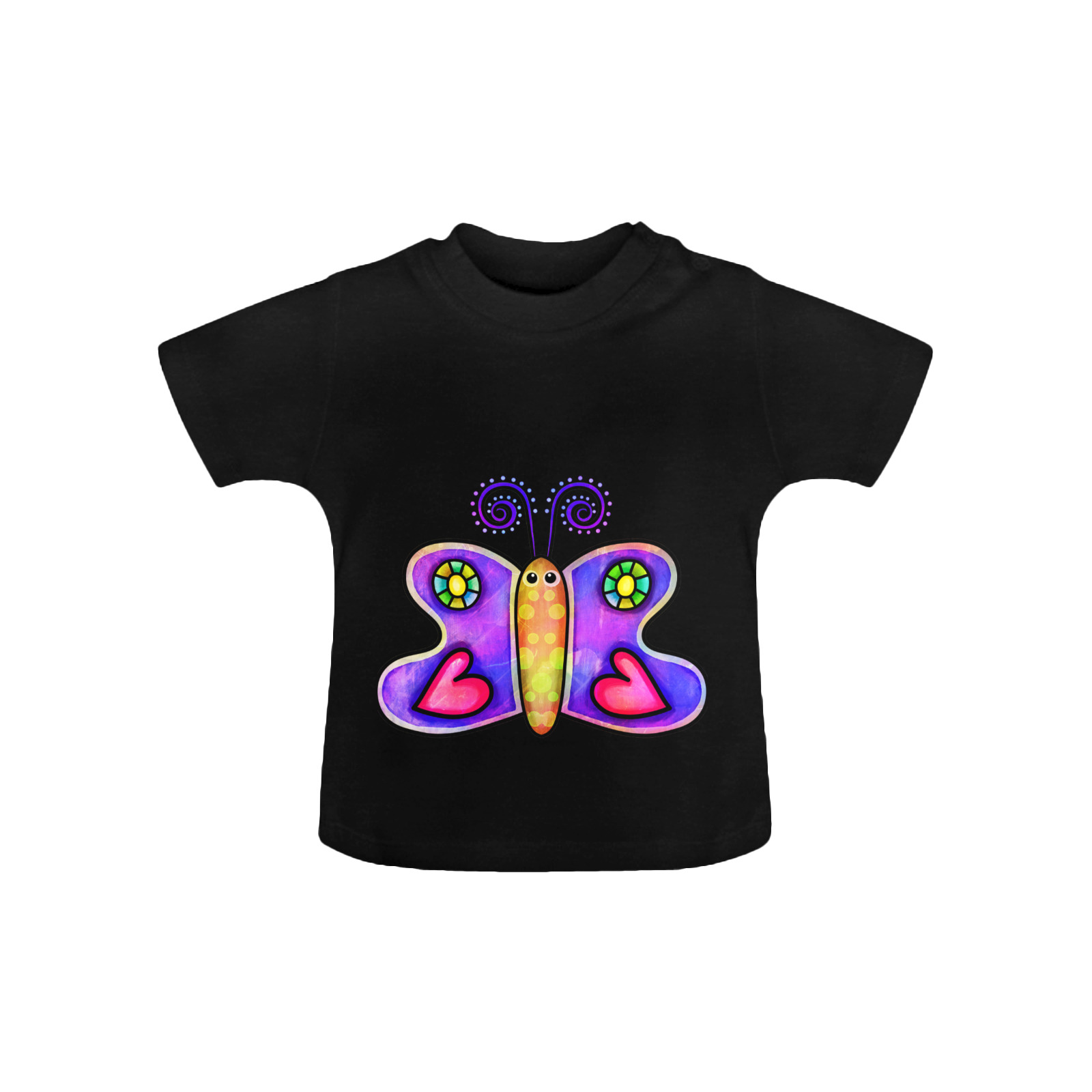 Lilac Watercolor Butterfly Doodle Cartoon Baby Classic T-Shirt (Model T30)