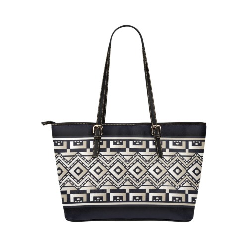 Ethnic Decorative Abstract Tote Leather Tote Bag/Small (Model 1651)