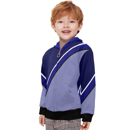 Diagonal Blue White Violet Little Boys' Zip Up Hoodie (Model H58)