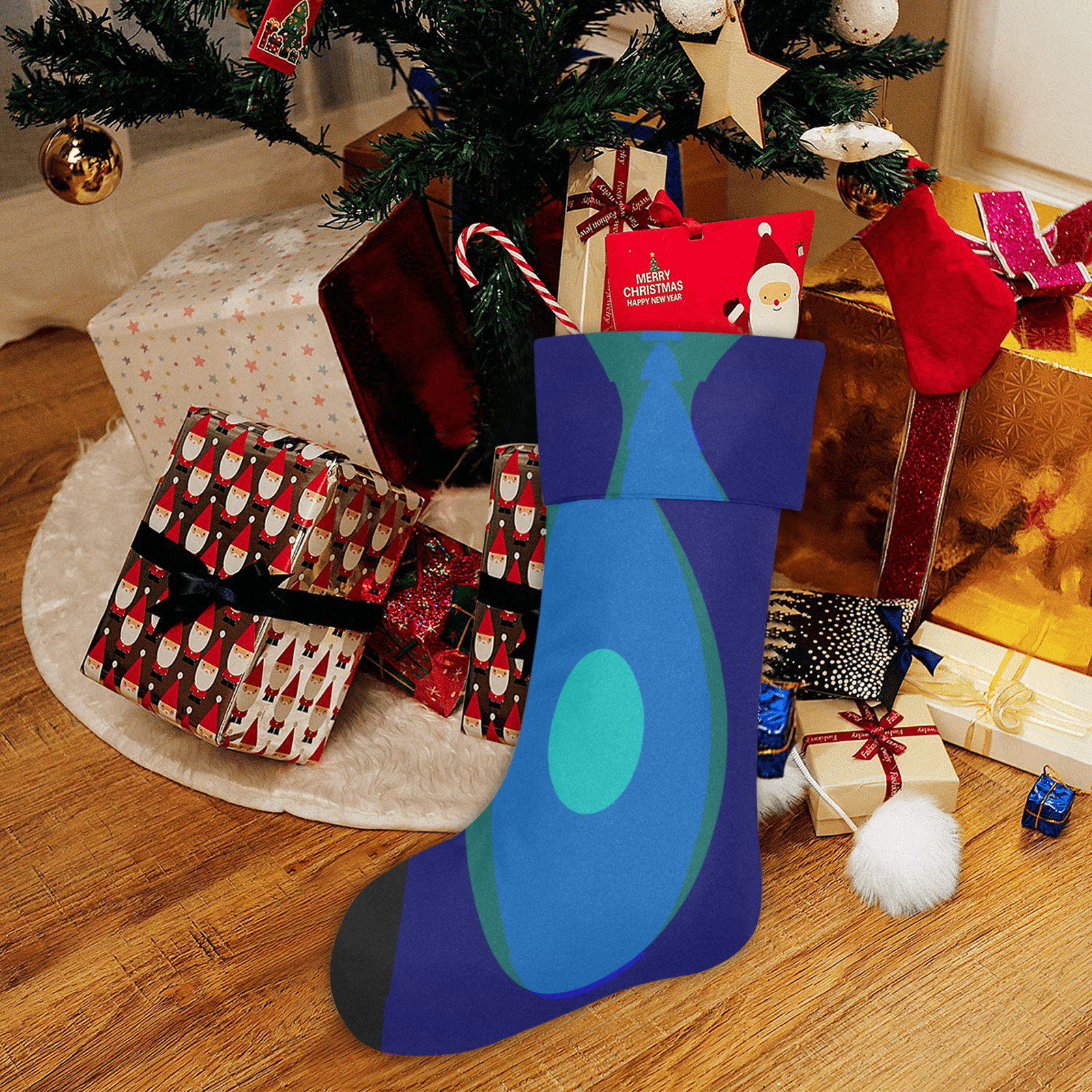 Dimensional Blue Abstract 915 Christmas Stocking
