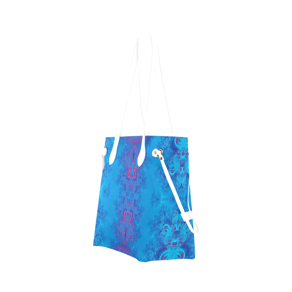 Blue Flowers on the Ocean Frost Fractal Clover Canvas Tote Bag (Model 1661)