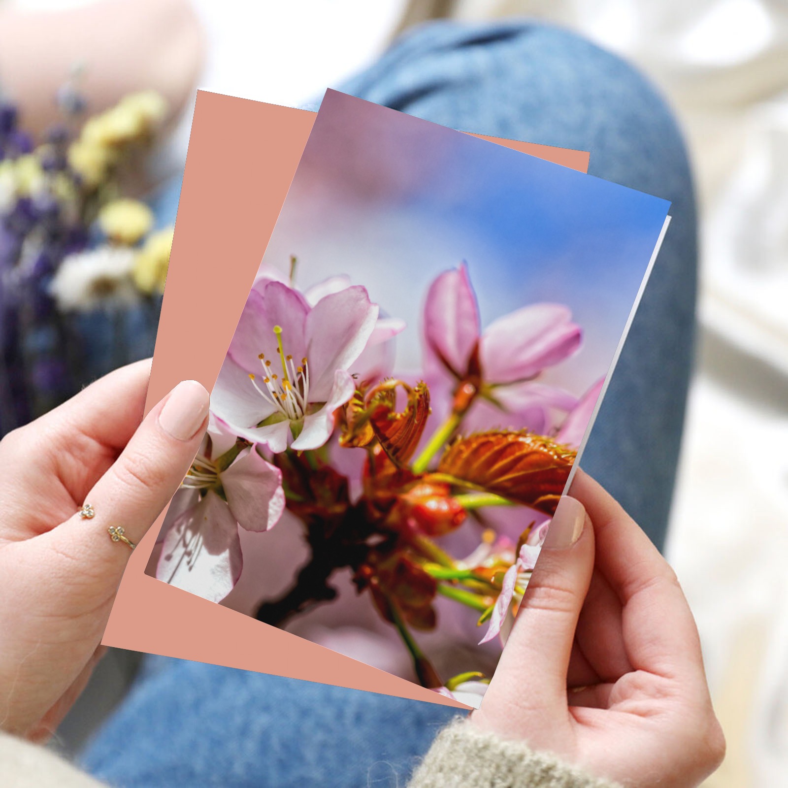 Short life, eternal magic of sakura cherry flowers Greeting Card 8"x6"