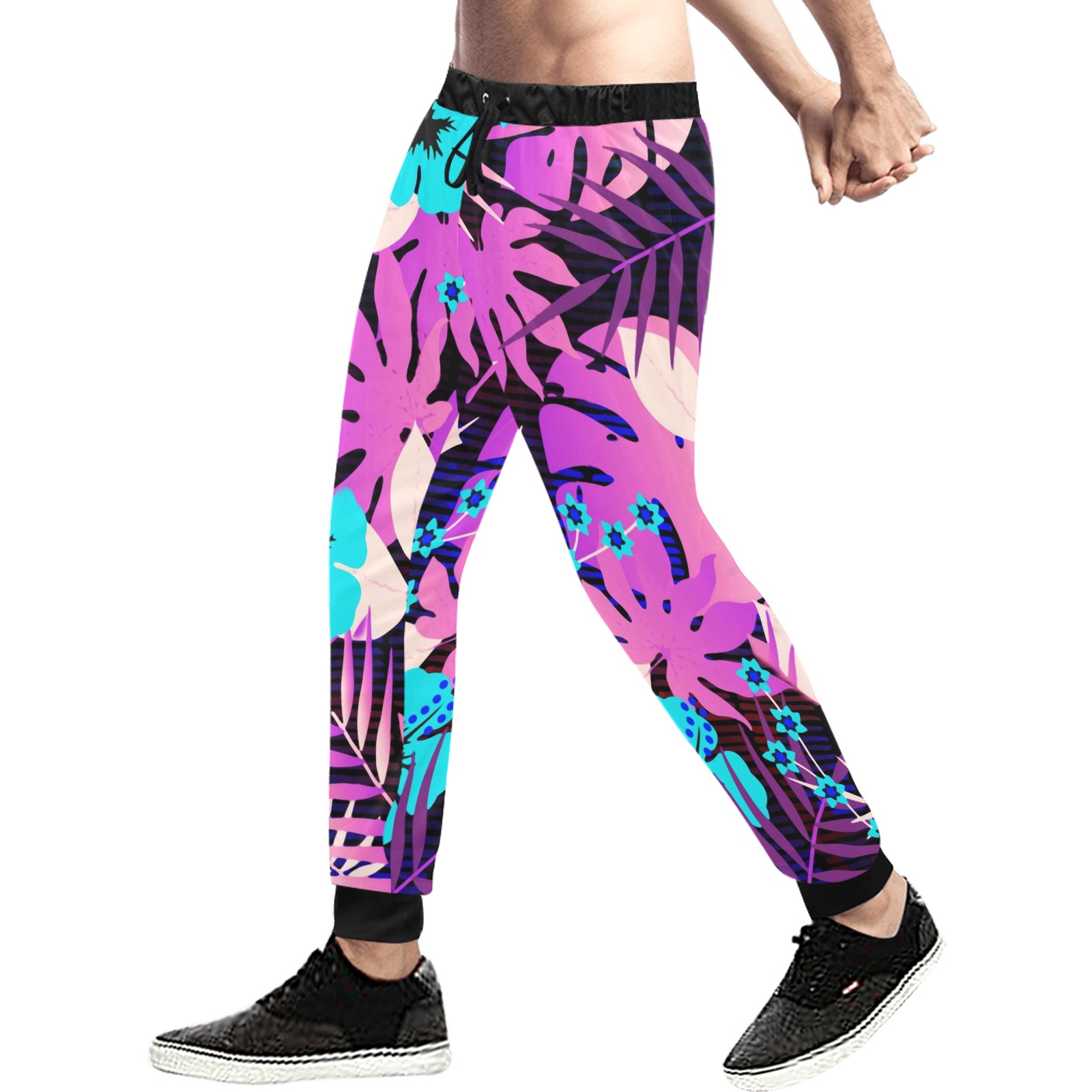 GROOVY FUNK THING FLORAL PURPLE Men's All Over Print Sweatpants (Model L11)