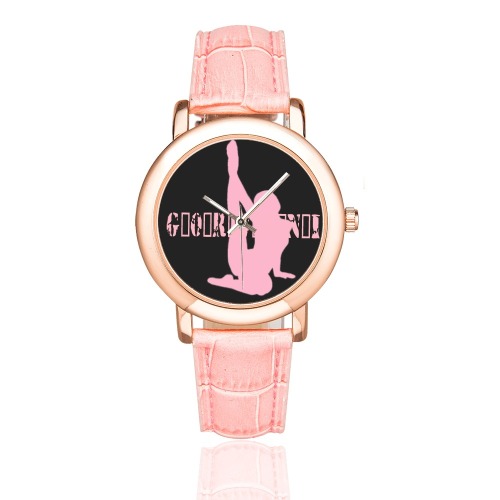 sexy pink Women's Rose Gold Leather Strap Watch(Model 201)