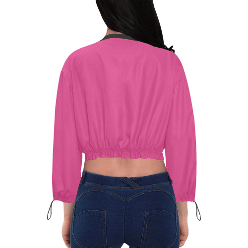 pink Cropped Chiffon Jacket for Women (Model H30)