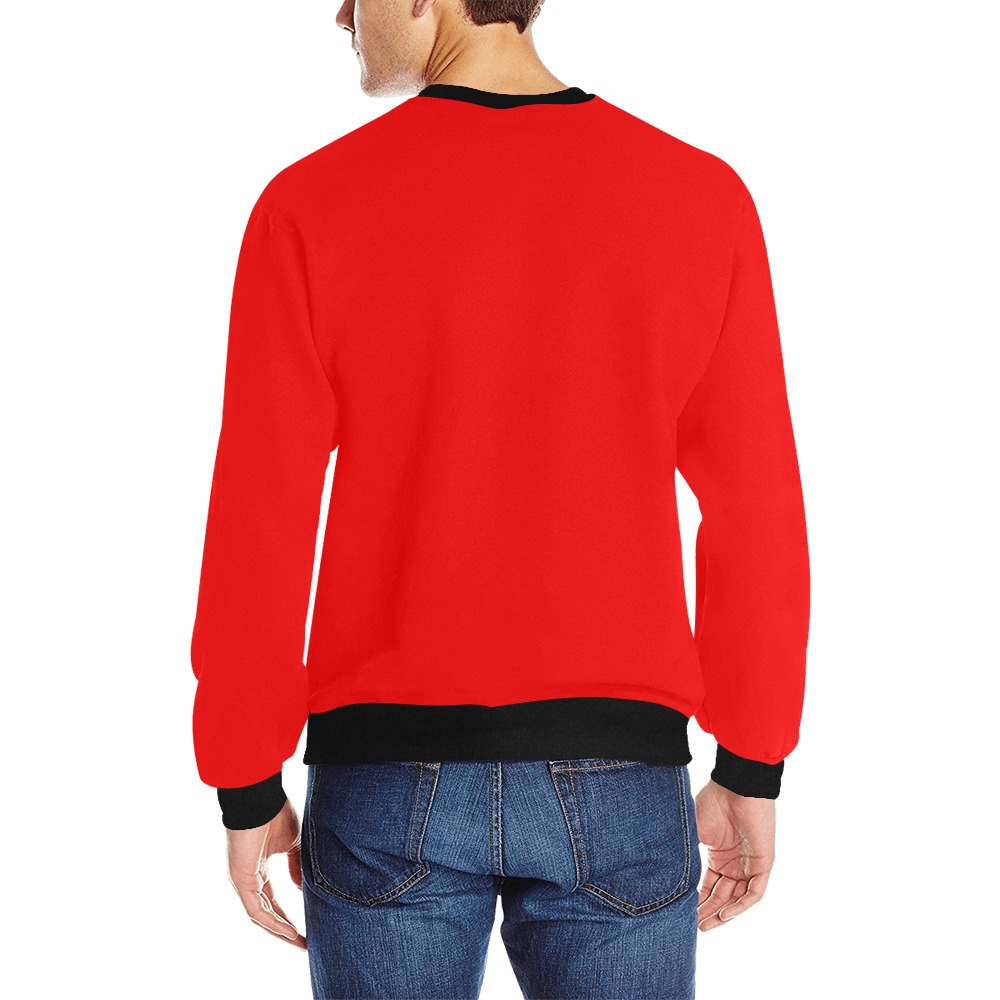 Merry Christmas Red Solid Color Men's Rib Cuff Crew Neck Sweatshirt (Model H34)