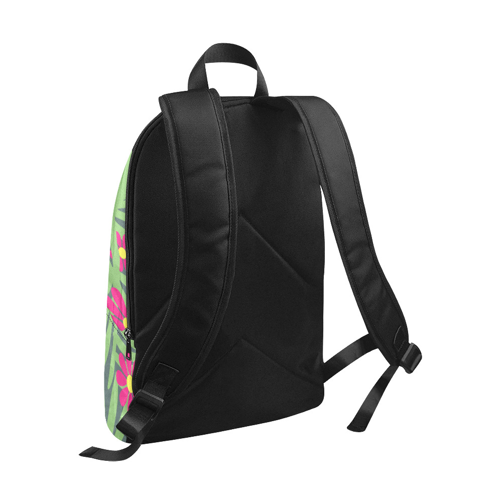 Pink Exotic Paradise Jungle Flowers and Leaves Fabric Backpack for Adult (Model 1659)