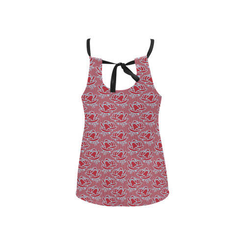 retro red pattern Loose Fit Halter Neck Top (Model T68)