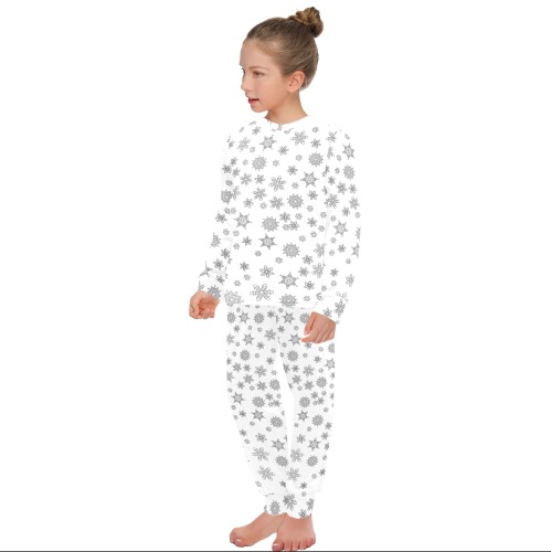 Snowflakes for Christmas Big Girls' Crew Neck Long Pajama Set