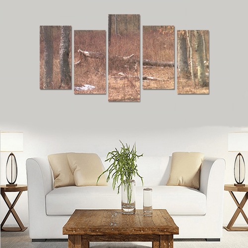 Falling tree in the woods Canvas Print Sets E (No Frame)