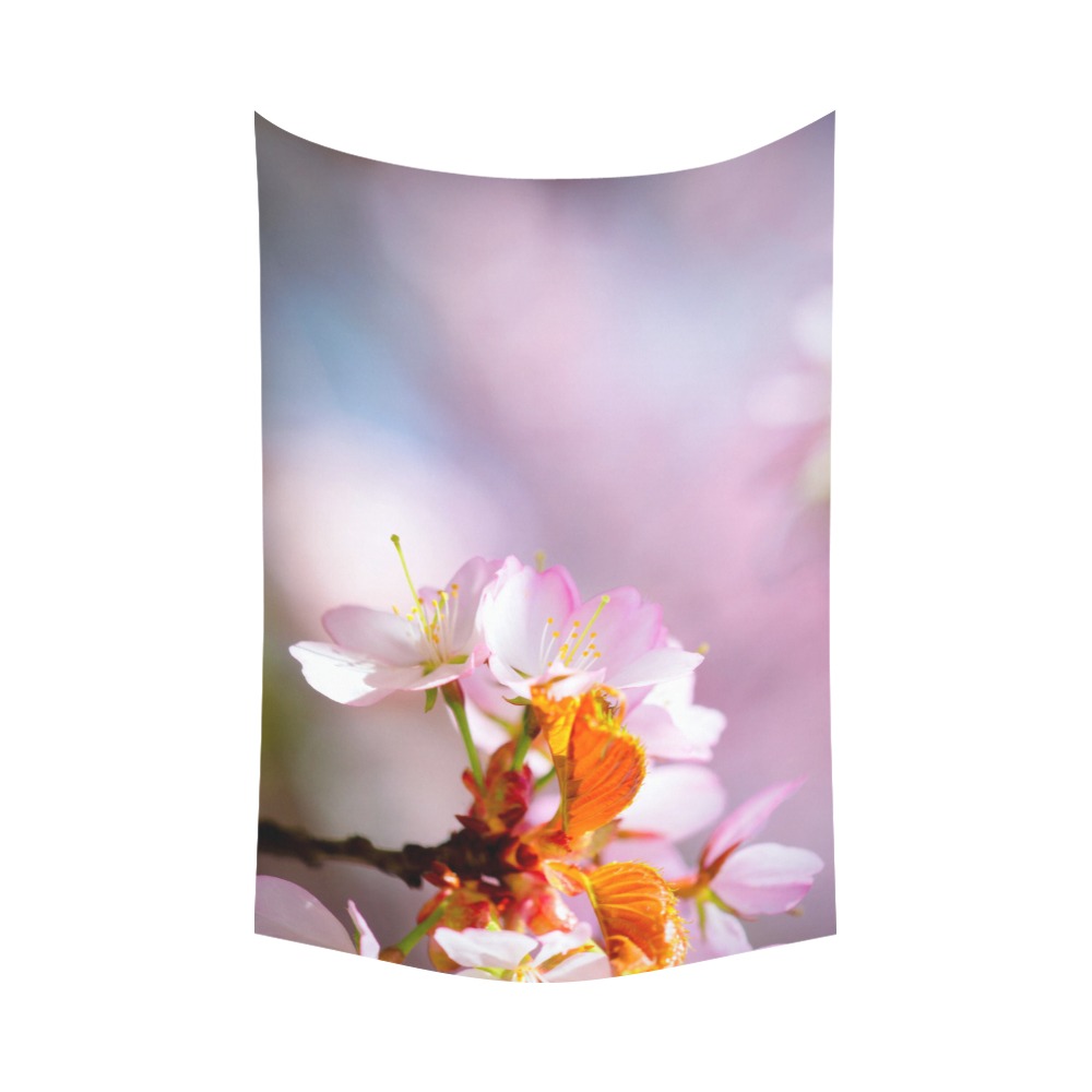 Sakura cherry blossom. The symbol of youth, beauty Polyester Peach Skin Wall Tapestry 90"x 60"