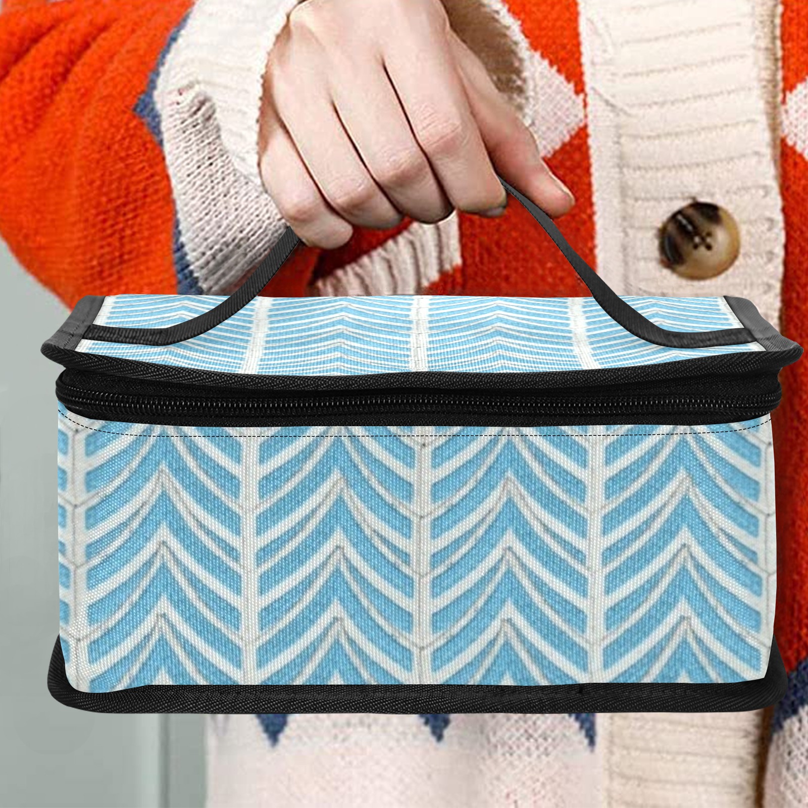 chevrons turquoise Portable Lunch Bag (Model 1727)