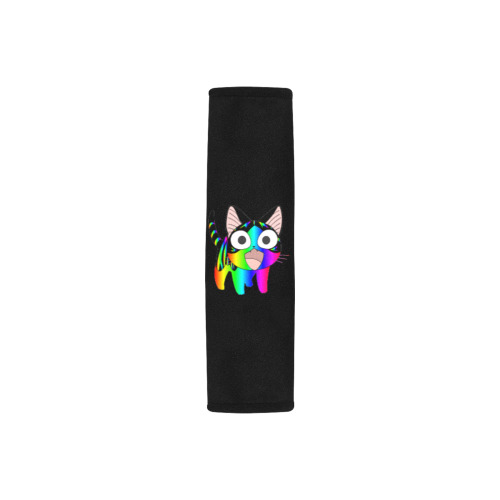 Rainbow Neon Kitty Cat Anime Car Seat Belt Cover 7''x8.5'' (Pack of 2)