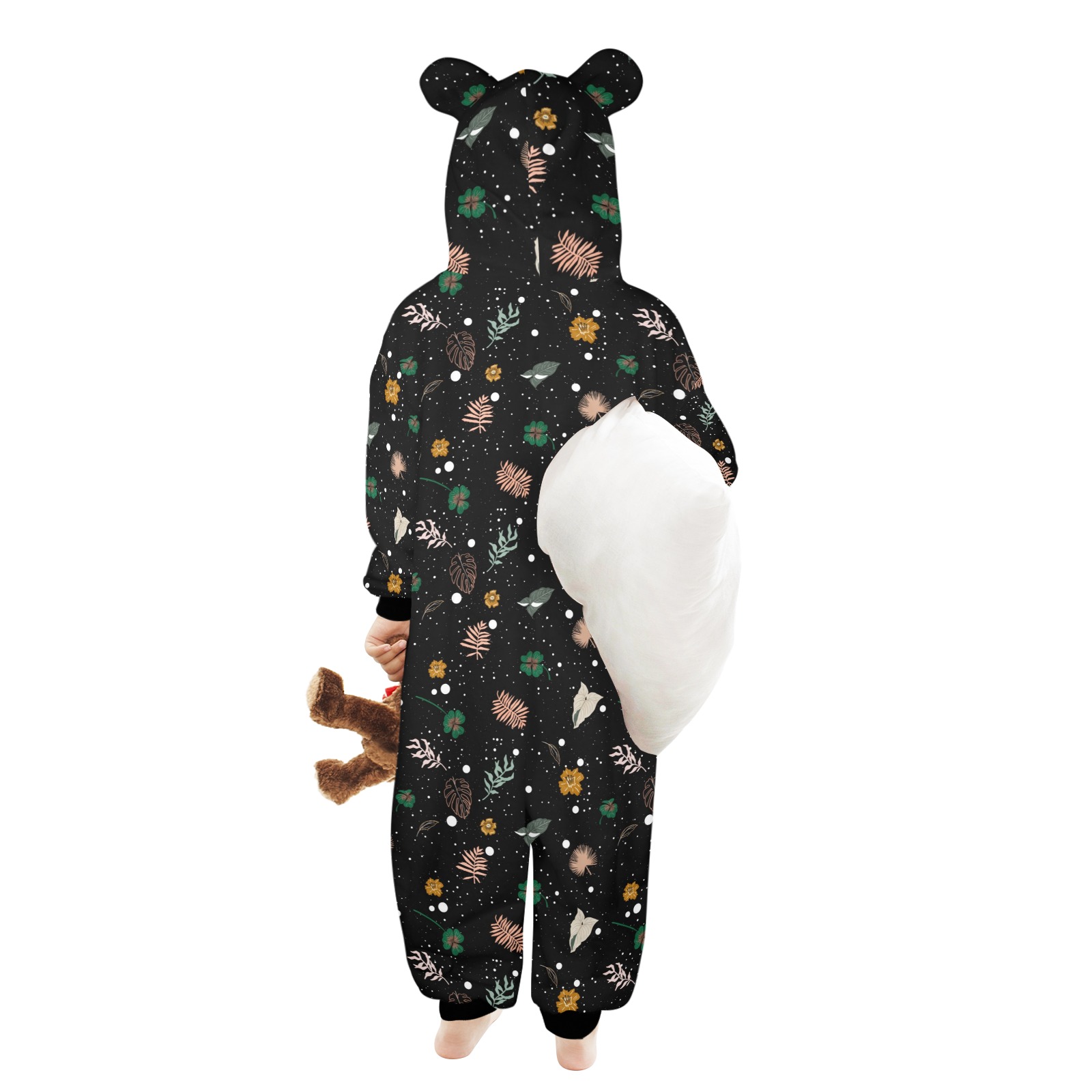 Lucky nature in space I One-Piece Zip up Hooded Pajamas for Little Kids