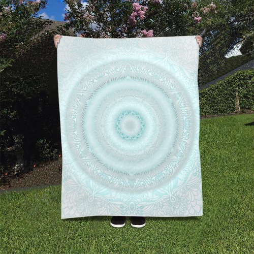 Mandala tapestry-turquoise et gris Quilt 40"x50"