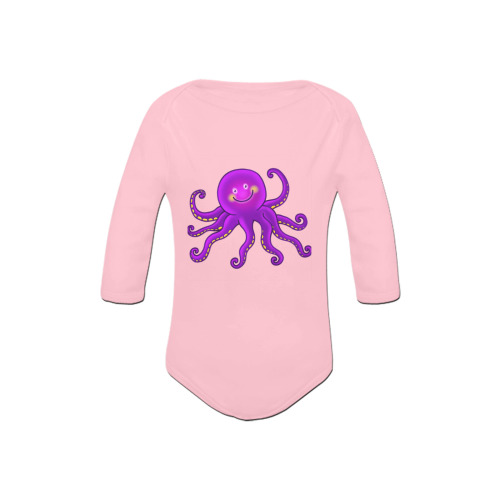 Octopus Sealife Cartoon Baby Powder Organic Long Sleeve One Piece (Model T27)