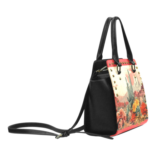 Arizona Desert Flowers Rivet Shoulder Handbag (Model 1645)