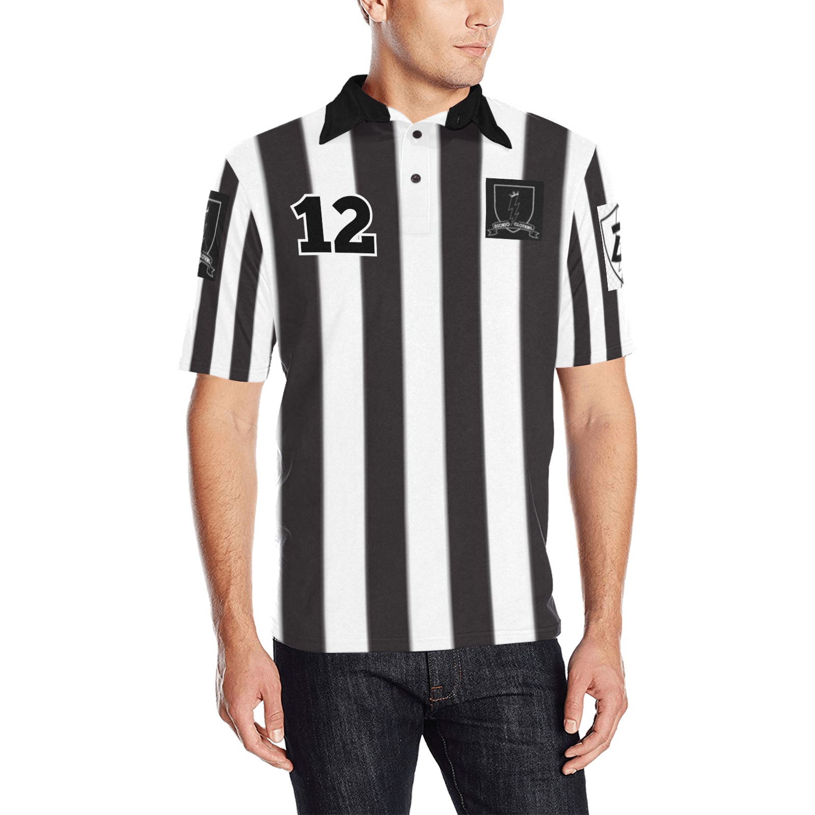 DIONIO Clothing - Short Sleeve Polo Shirt Referee Men's All Over Print Polo Shirt (Model T55)